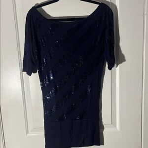 Dynamite Navy Sequin Blouse